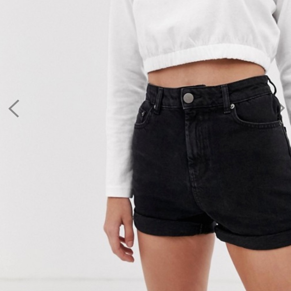 ASOS high waisted black denim shorts
